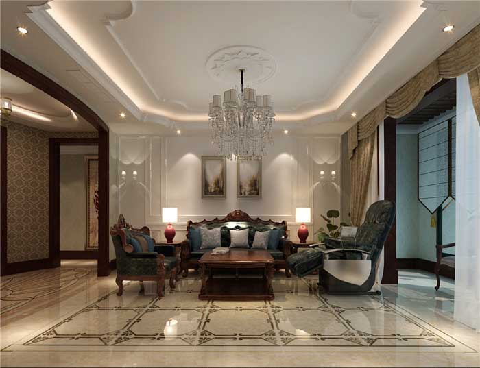 盛邦大都會180平米四室兩廳兩衛(wèi)簡歐效果圖