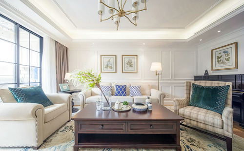 御河上院三室兩廳美式裝修效果圖