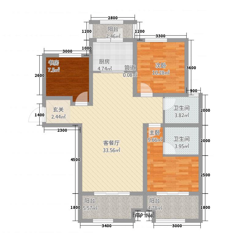 盛邦大都會(huì)五期3室2廳2衛(wèi)1廚139㎡戶(hù)型圖