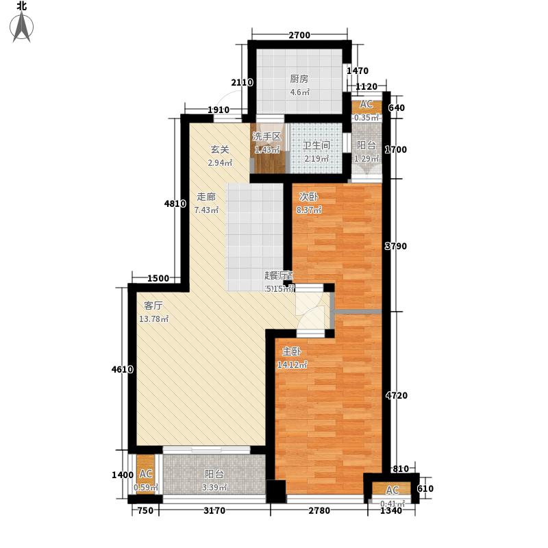 潤德天悅城2室0廳1衛(wèi)1廚97㎡戶型圖