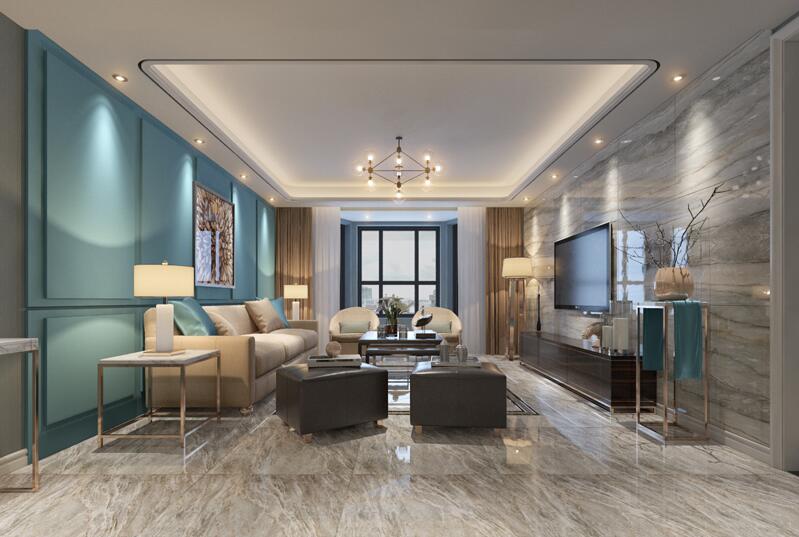 現(xiàn)代簡(jiǎn)約裝修三室兩廳兩衛(wèi)樣板房