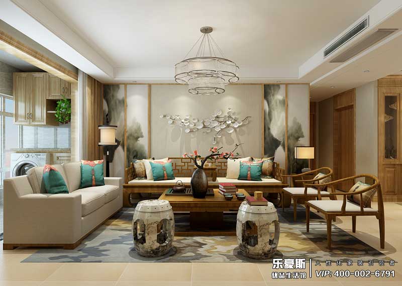 玫瑰灣140平米新中式風(fēng)格裝修效果圖