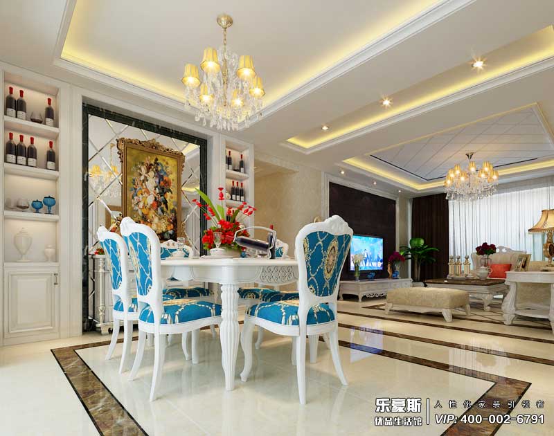 盛邦大都會139平米簡歐風格裝修效果圖