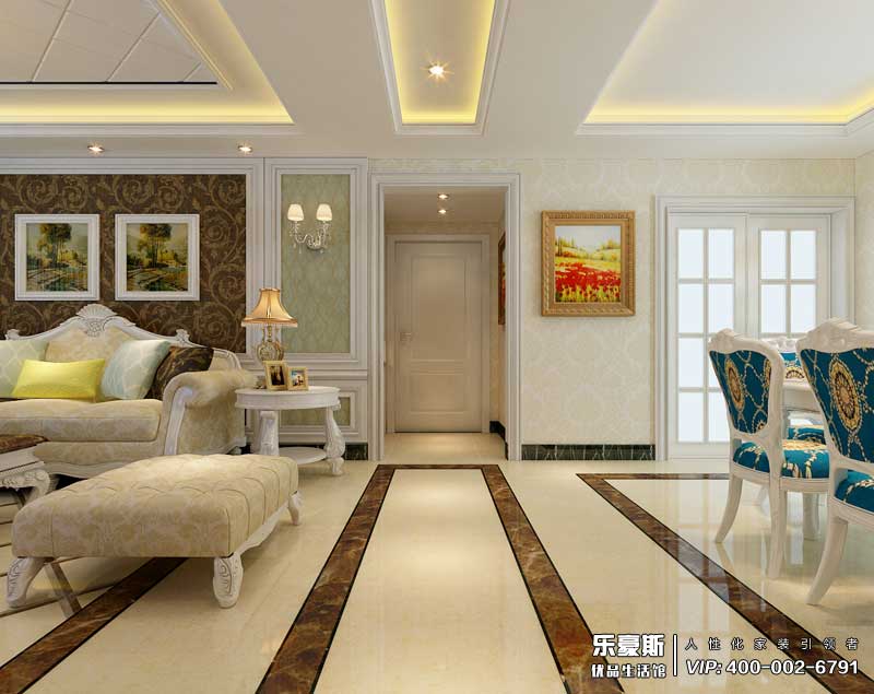 盛邦大都會139平米簡歐風格裝修效果圖