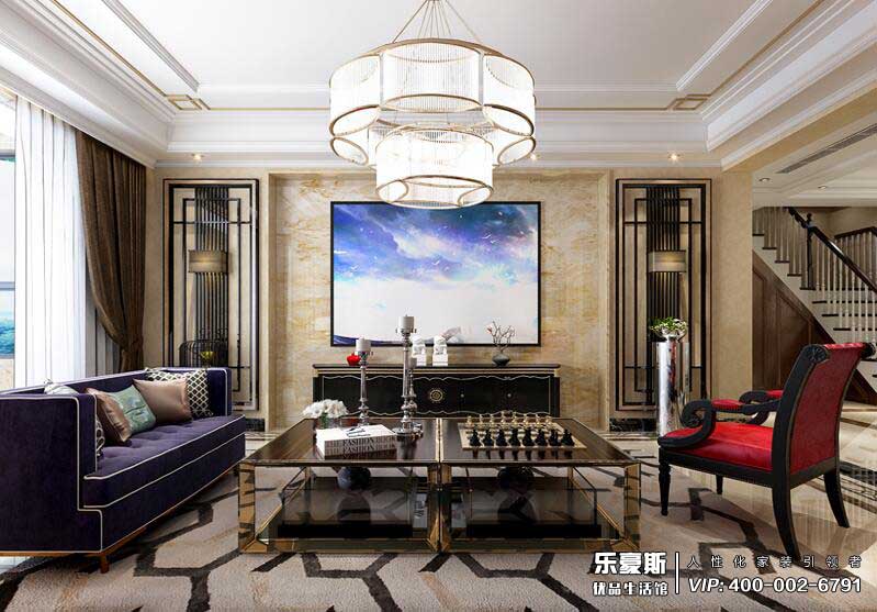 石家莊燕都金帝城220平米簡中風格裝修效果圖