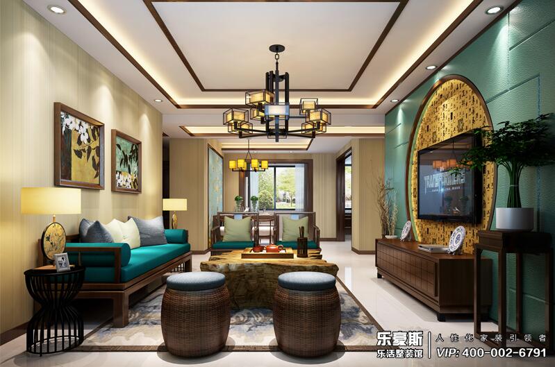 石家莊星河盛世躍層新中式裝修效果圖