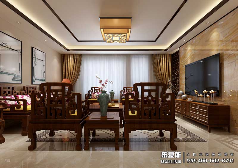 東勝紫御府168平米新中式風格裝修效果圖