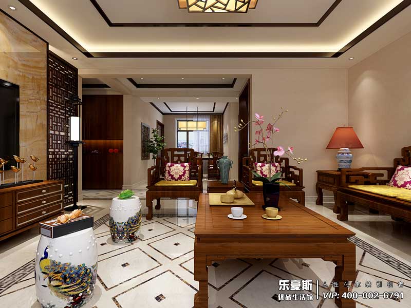 東勝紫御府168平米新中式風格裝修效果圖