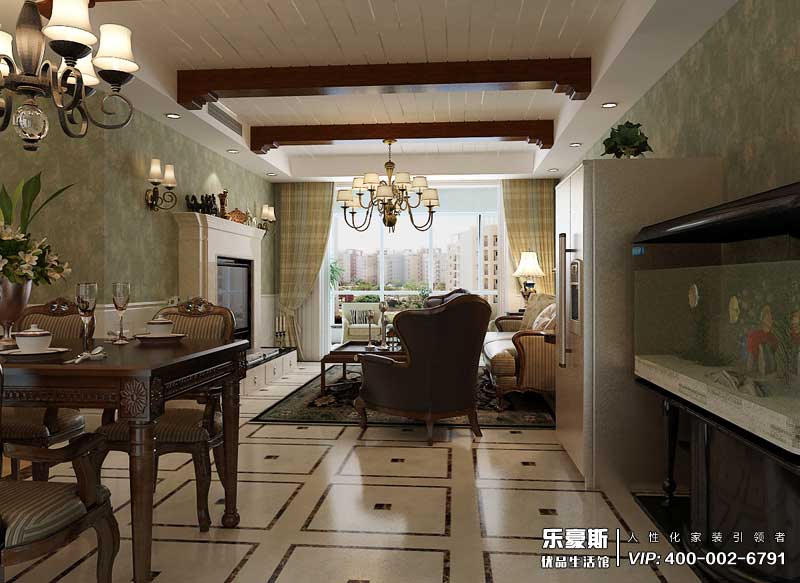 國(guó)仕山155平米美式風(fēng)格裝修