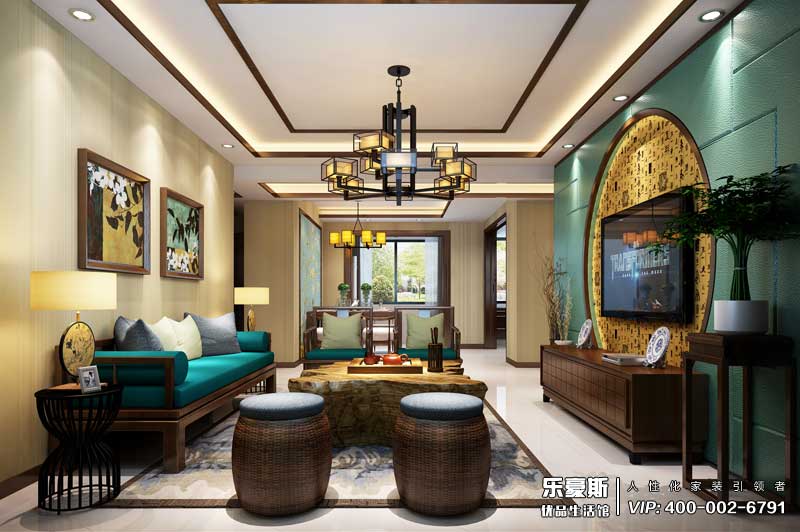 雍雅錦江花苑新中式風格裝修效果圖