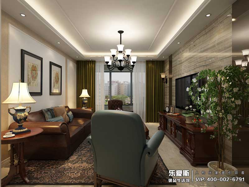 恒大警苑136平米美式風(fēng)格裝修效果圖