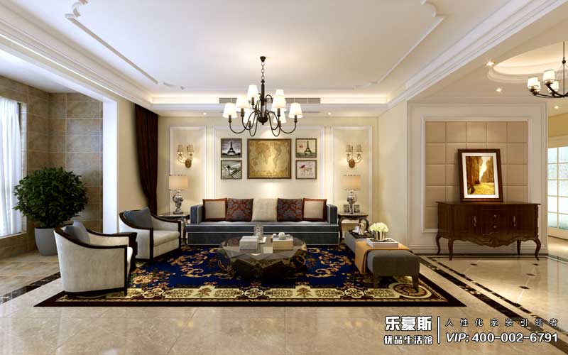 瀚唐三期三室兩廳美式風(fēng)格裝修效果圖