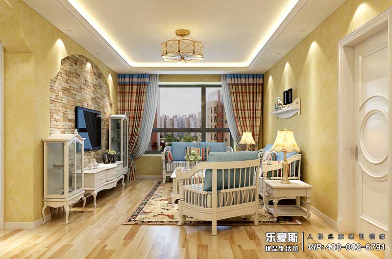 秀水名邸108平米田園地中海裝修效果圖