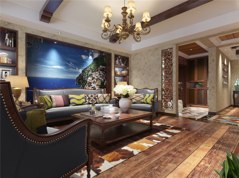 鹿錦苑168平米三室美式風(fēng)格裝修效果圖
