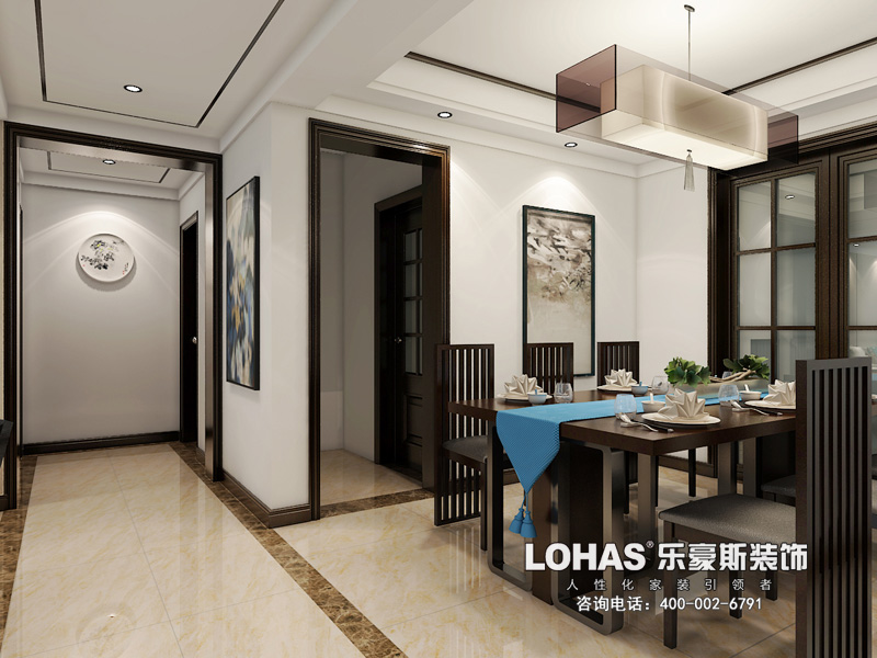 啟銳園小區(qū)135三室兩廳新中式簡約風格