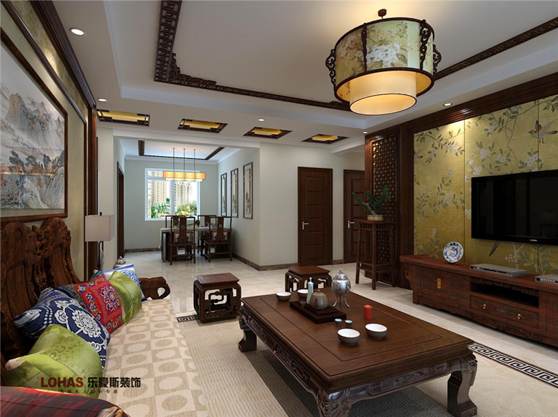 康泰小區(qū)100平兩室兩廳中式裝修效果圖