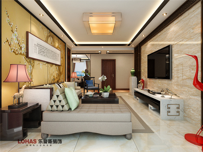 潤澤園130平三室兩廳中式風(fēng)格裝修效果圖