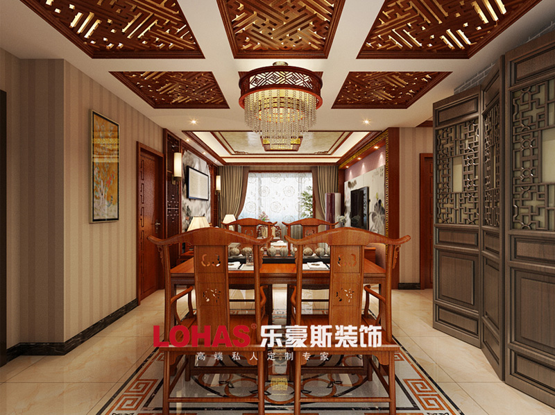 翠堤春曉94平三室兩廳兩衛(wèi)中式裝修風格效果圖