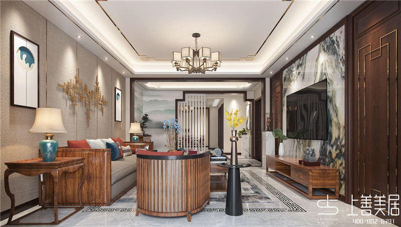 如園138平三室兩廳新中式裝修效果圖