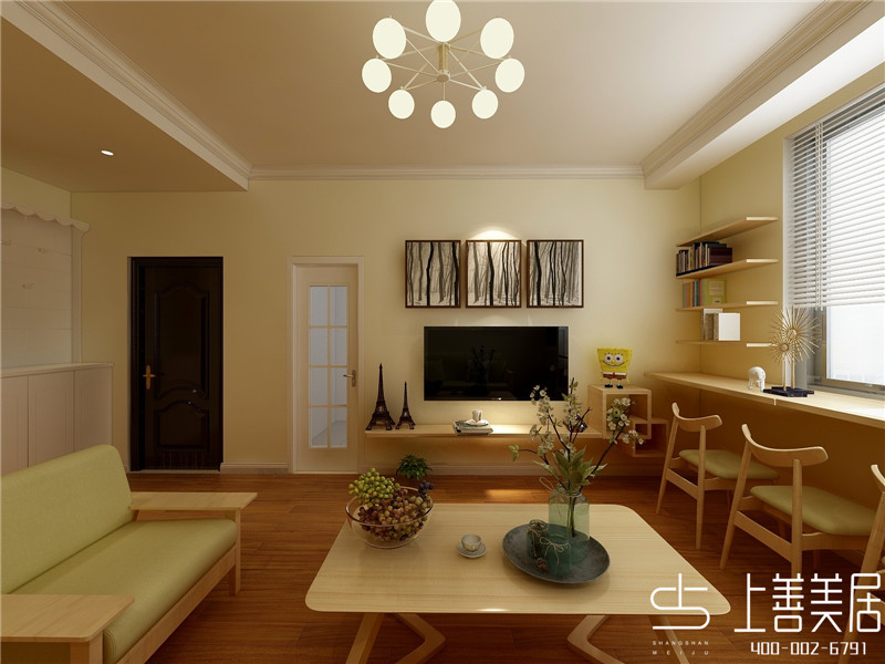 傲湖鉑岸90平兩室一廳現(xiàn)代簡(jiǎn)約風(fēng)格裝修效果圖