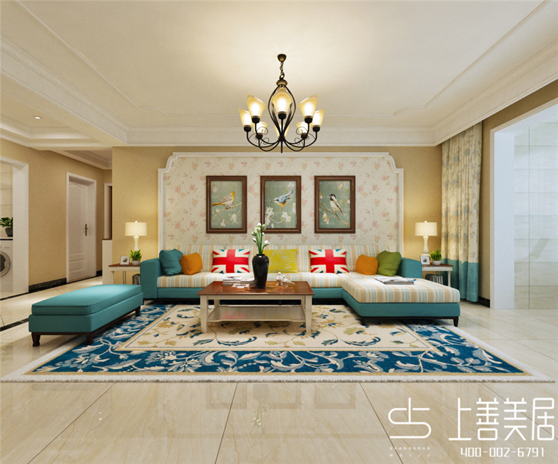 城南春天139平三室兩廳簡約美式風格裝修效果圖