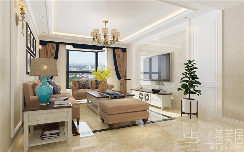 [舊房改造]井陘紅緯小區(qū)138平簡歐裝修效果圖