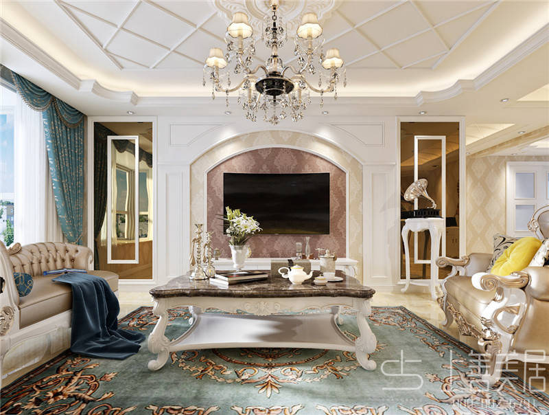 龍溪城138平三室兩廳歐式風(fēng)格裝修效果圖