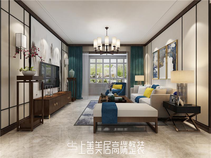 健康城114平中式裝修效果圖