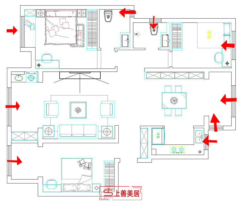 榮盛城/三室兩廳/140㎡裝修效果圖