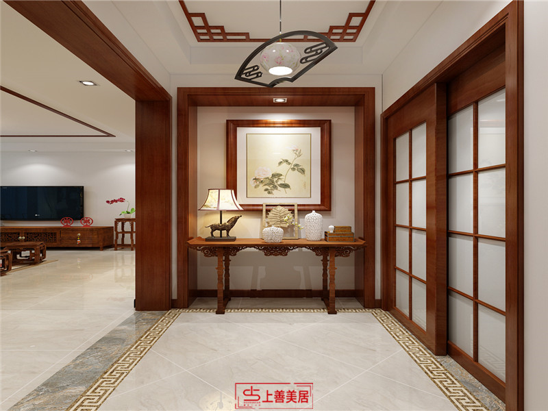 天山熙湖140平新中式風(fēng)格玄關(guān)