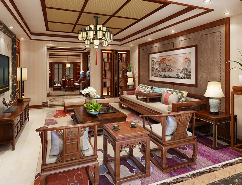 瀚唐小區(qū)中式裝修效果圖
