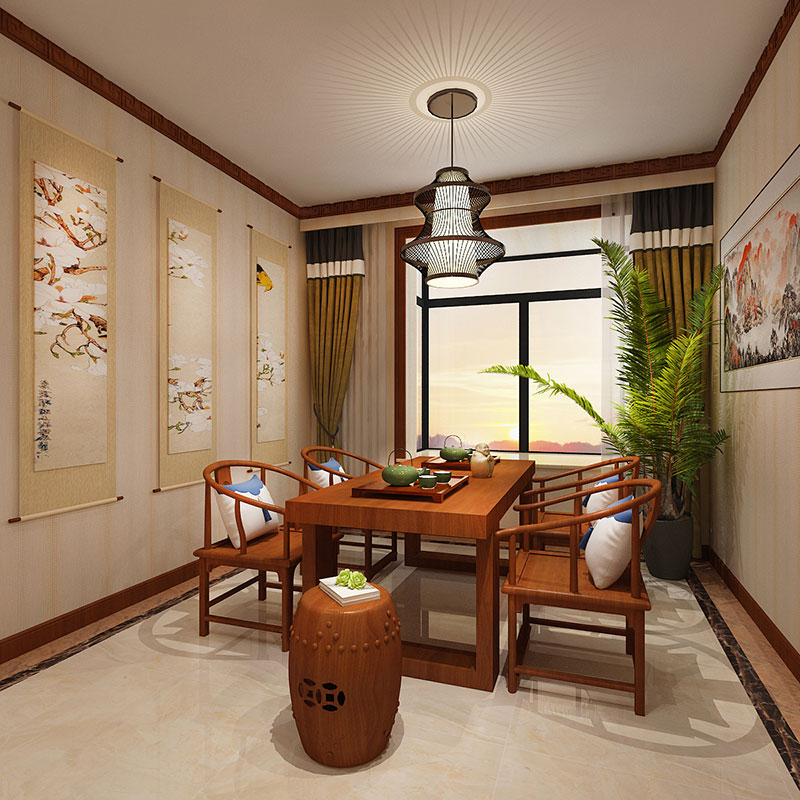 瀚唐小區(qū)中式裝修效果圖