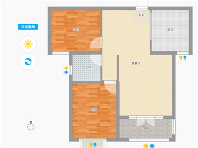 天璽名著2室2廳1衛(wèi)1廚92平米戶型采光通風圖 天璽名著2室2廳1衛(wèi)1廚92平米戶型采光通風圖