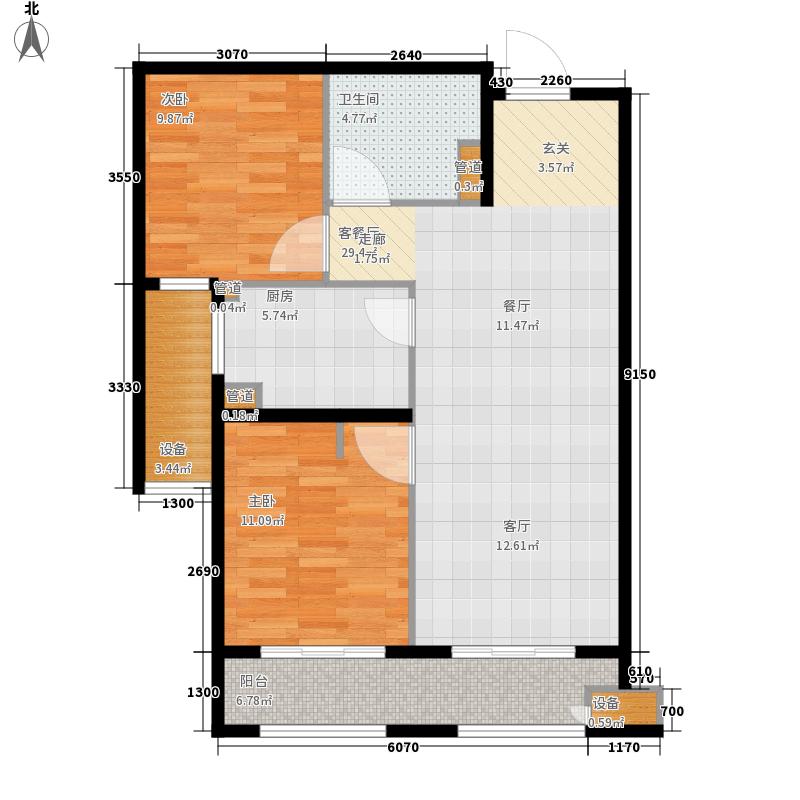 林蔭大院2室1廳1衛(wèi)1廚85.00㎡戶型圖