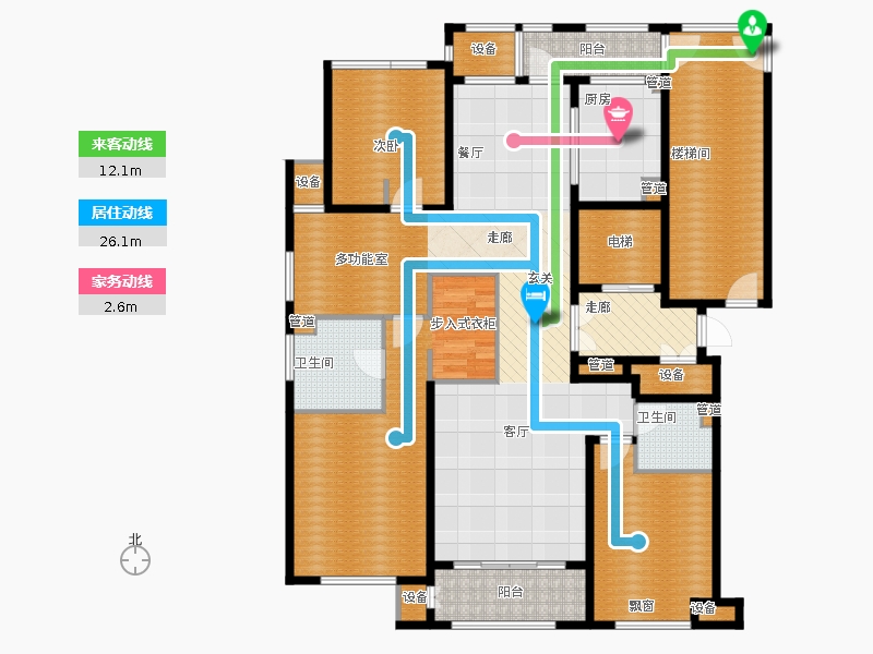 林蔭大院3室1廳2衛(wèi)1廚169.00㎡動線圖