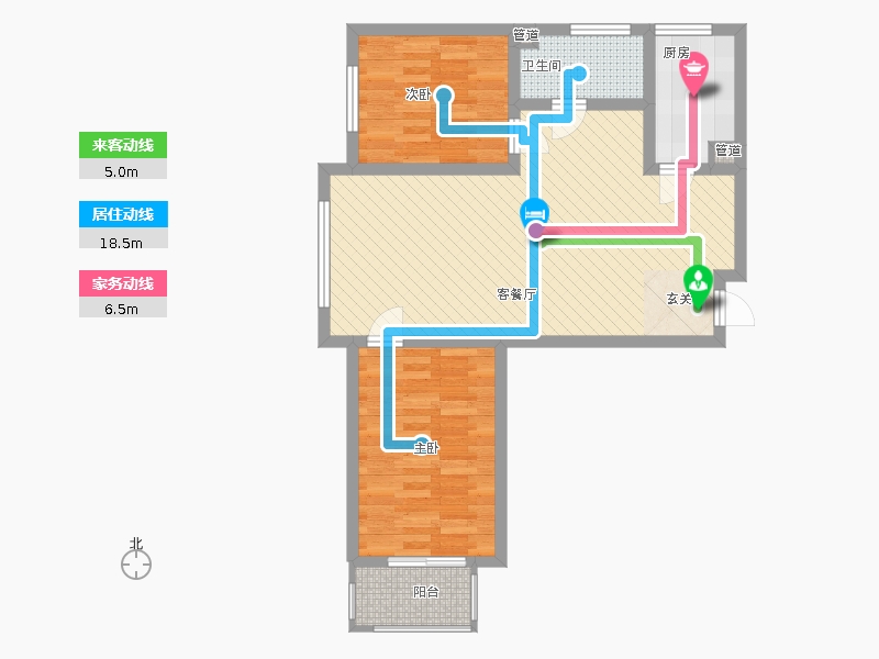 雨荷水岸2室1廳1衛(wèi)1廚72㎡動靜線圖 雨荷水岸2室1廳1衛(wèi)1廚72㎡動靜線圖