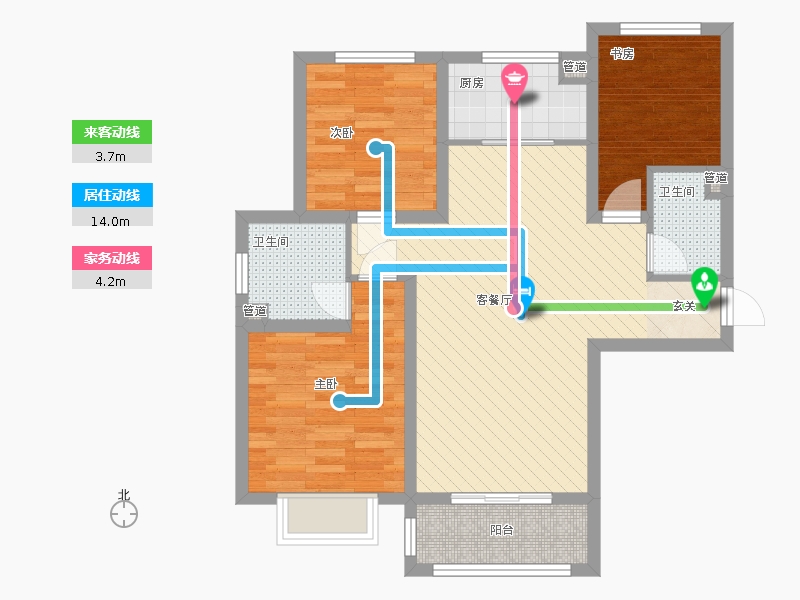 雨荷水岸3室1廳2衛(wèi)1廚75㎡動(dòng)靜線圖 雨荷水岸3室1廳2衛(wèi)1廚75㎡動(dòng)靜線圖