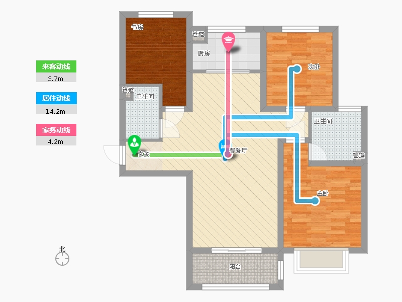 雨荷水岸3室1廳2衛(wèi)1廚76㎡動(dòng)靜線圖 雨荷水岸3室1廳2衛(wèi)1廚76㎡動(dòng)靜線圖