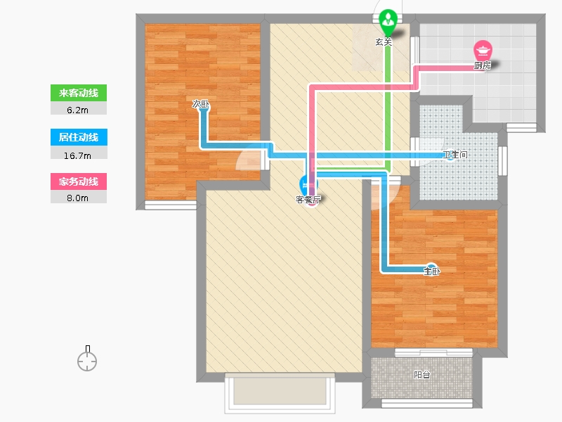 雨荷水岸2室2廳1衛(wèi)1廚95.00㎡動(dòng)靜線圖