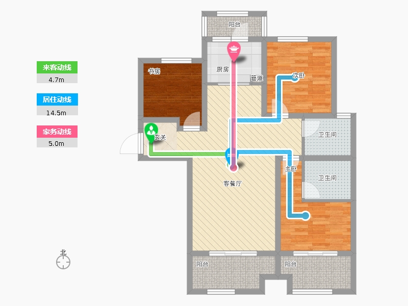 長久中心公園9號3室1廳2衛(wèi)1廚126㎡動靜線圖