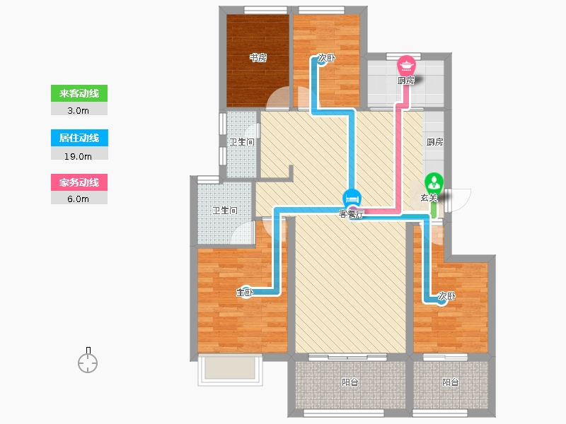 潤德天悅城4室2廳2衛(wèi)1廚138㎡動靜線圖