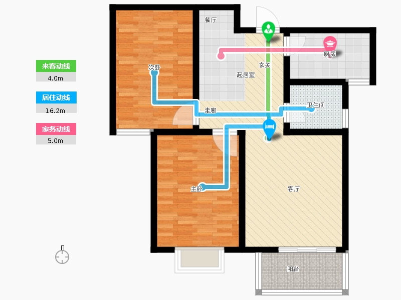 卓升尚郡2室2廳1衛(wèi)1廚93㎡動線圖