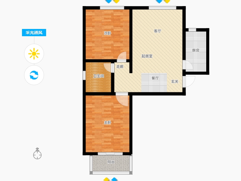 卓升尚郡2室2廳1衛(wèi)1廚98㎡采光通風圖