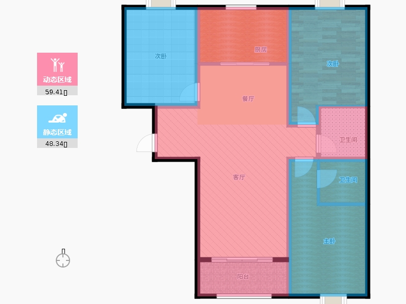 百島綠城3室2廳2衛(wèi)1廚131㎡動靜分區(qū)圖