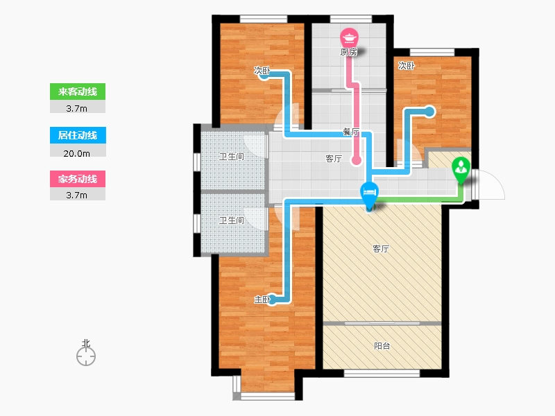 明瀚花香城3室1廳2衛(wèi)1廚122㎡動(dòng)靜線(xiàn)圖