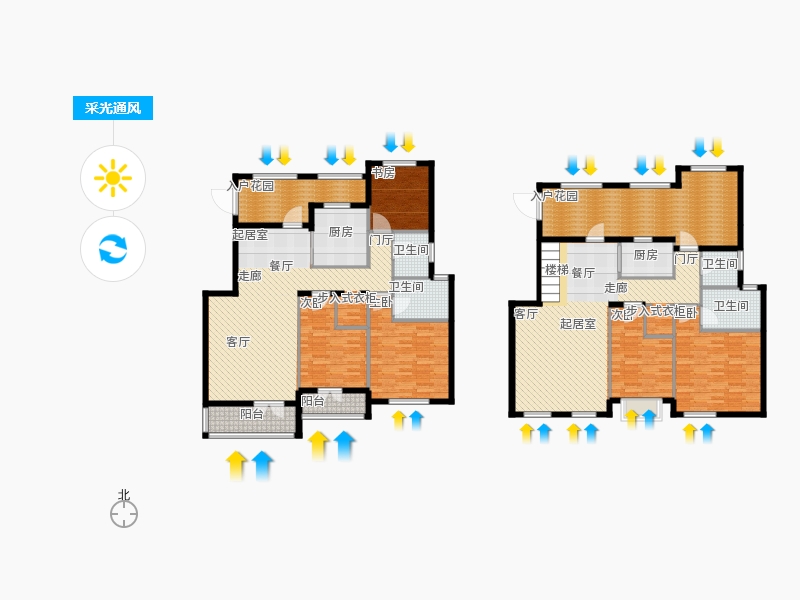 天下錦程5室3廳4衛(wèi)2廚296㎡采光通風(fēng)圖