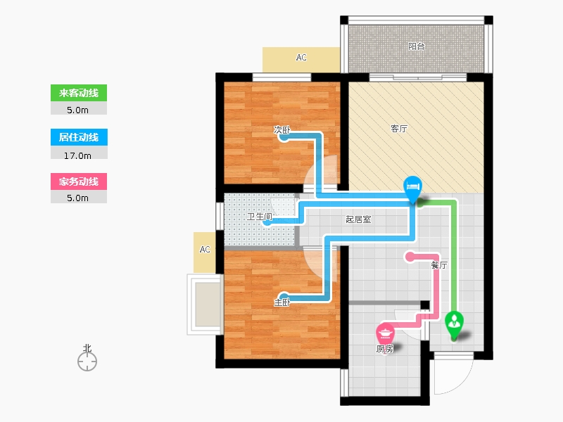 同祥城2室2廳1衛(wèi)1廚94㎡動(dòng)線圖