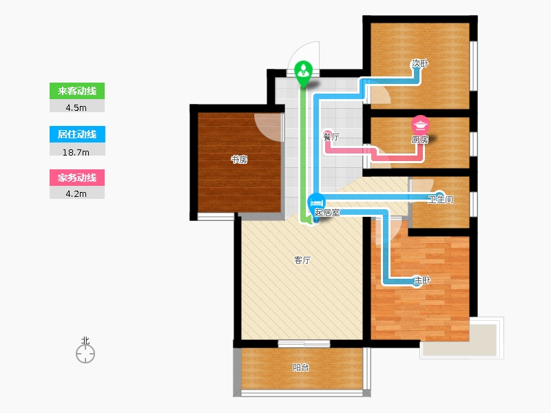 同祥城3室2廳1衛(wèi)1廚104㎡動(dòng)線圖