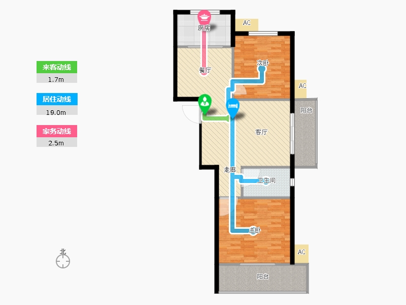 同祥城2室2廳1衛(wèi)1廚121㎡動線圖
