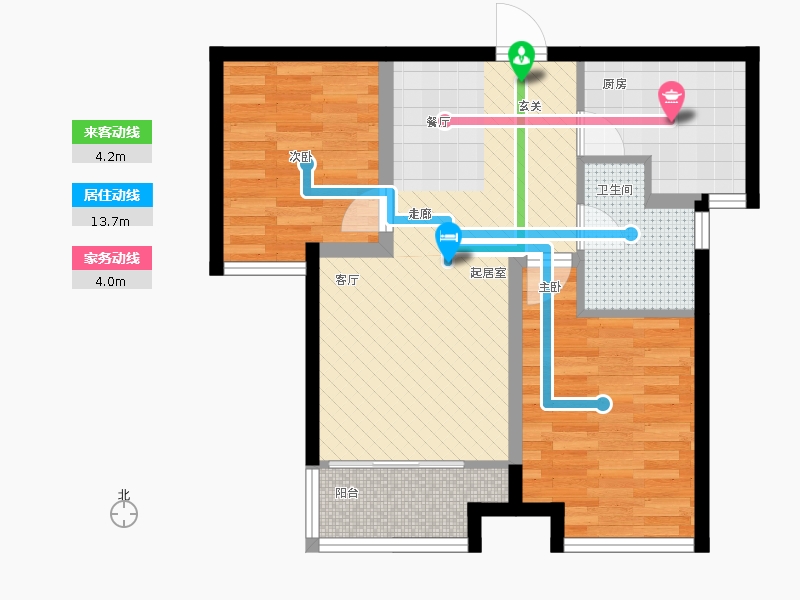 天寧小筑2室2廳1衛(wèi)1廚89㎡動(dòng)線圖